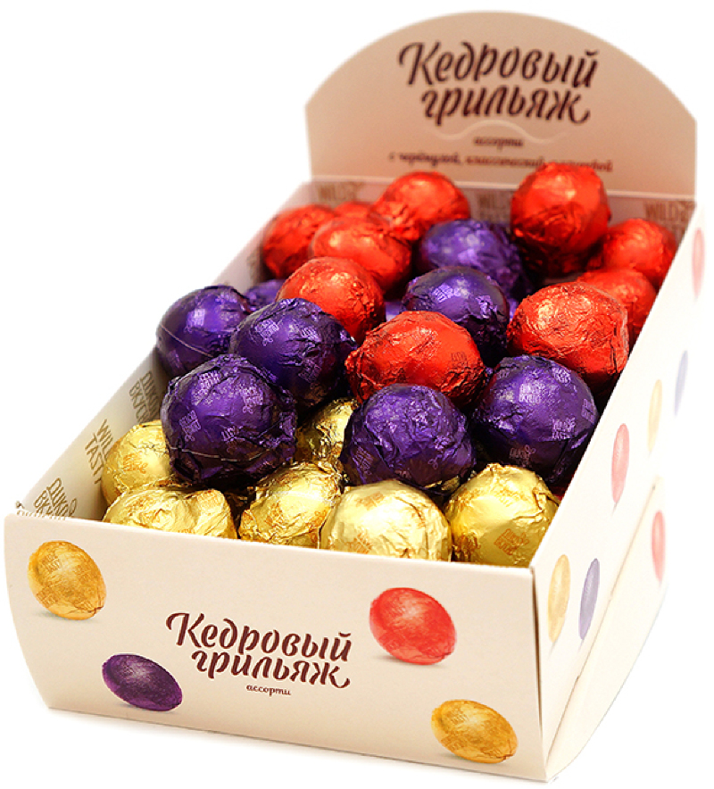 Конфеты Грильяж кедровый Ассорти 700г шоубокс
