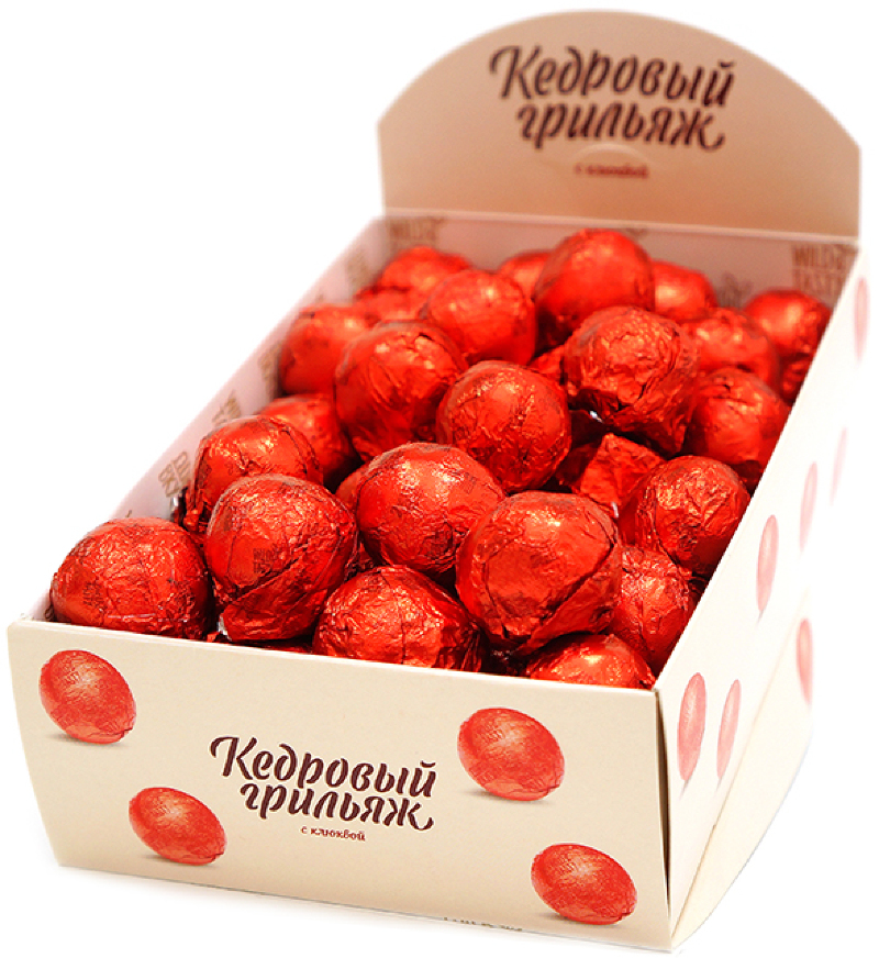 Конфеты Грильяж кедровый с клюквой 700 г шоубокс